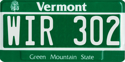 VT license plate WIR302