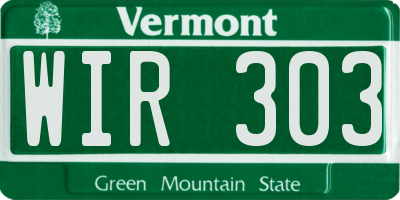 VT license plate WIR303