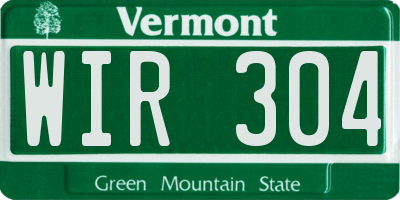 VT license plate WIR304