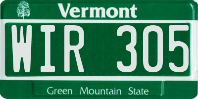 VT license plate WIR305