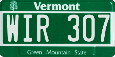 VT license plate WIR307