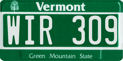 VT license plate WIR309