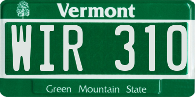 VT license plate WIR310