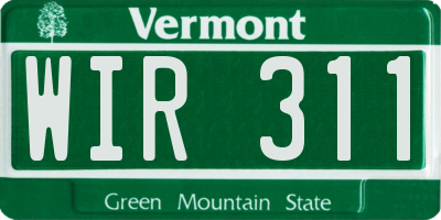 VT license plate WIR311