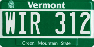 VT license plate WIR312