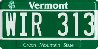 VT license plate WIR313