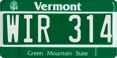 VT license plate WIR314
