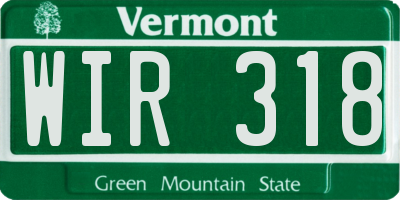 VT license plate WIR318