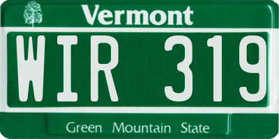 VT license plate WIR319