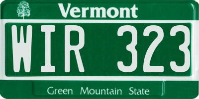 VT license plate WIR323