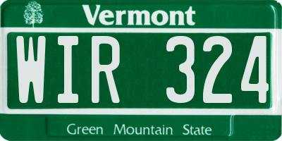 VT license plate WIR324