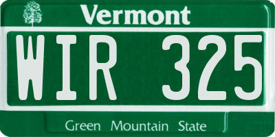 VT license plate WIR325