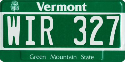 VT license plate WIR327