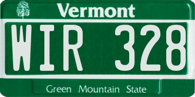 VT license plate WIR328