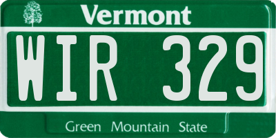 VT license plate WIR329