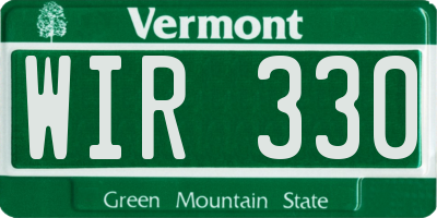 VT license plate WIR330