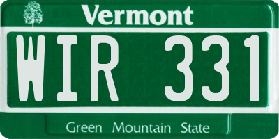 VT license plate WIR331