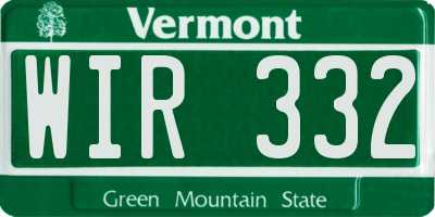 VT license plate WIR332