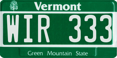 VT license plate WIR333