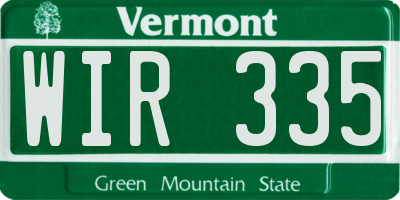 VT license plate WIR335