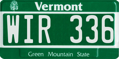VT license plate WIR336