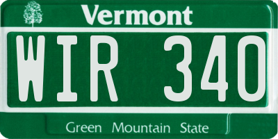 VT license plate WIR340