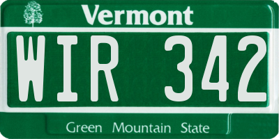 VT license plate WIR342