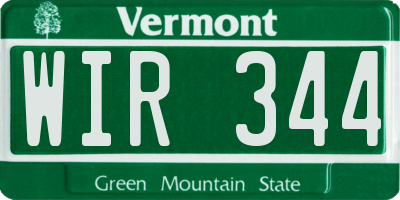 VT license plate WIR344
