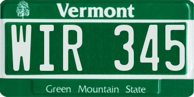 VT license plate WIR345