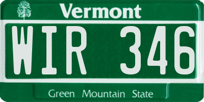 VT license plate WIR346