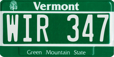 VT license plate WIR347
