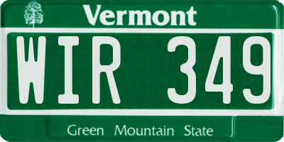 VT license plate WIR349