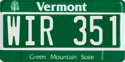 VT license plate WIR351