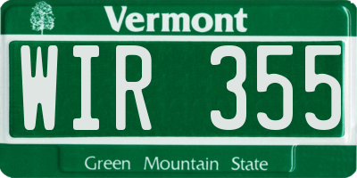 VT license plate WIR355