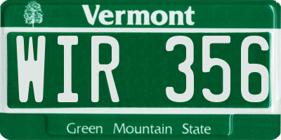 VT license plate WIR356