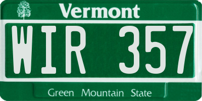 VT license plate WIR357