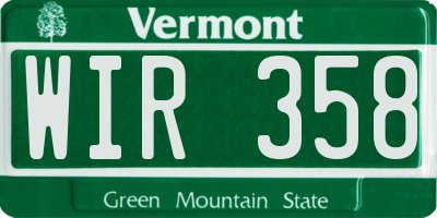 VT license plate WIR358