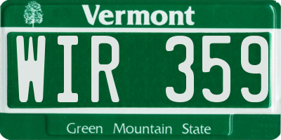 VT license plate WIR359