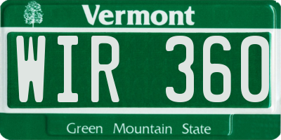 VT license plate WIR360