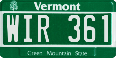 VT license plate WIR361