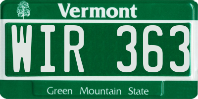 VT license plate WIR363