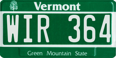 VT license plate WIR364