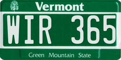 VT license plate WIR365