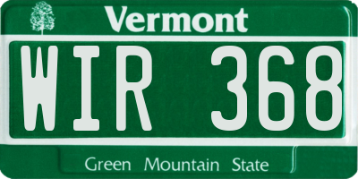 VT license plate WIR368