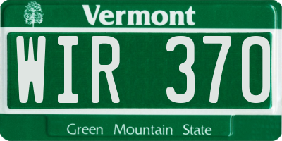 VT license plate WIR370