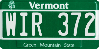 VT license plate WIR372