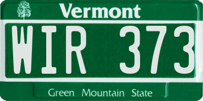 VT license plate WIR373