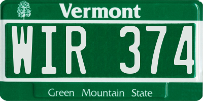 VT license plate WIR374