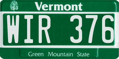 VT license plate WIR376