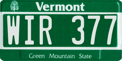 VT license plate WIR377